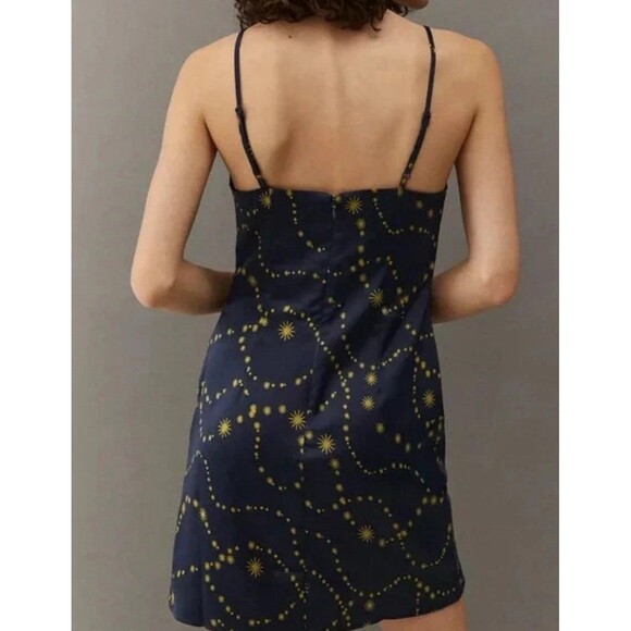Urban Outfitters Mallory Celestial Slip Dress, Navy & Gold, Sz M Medium - Picture 2 of 8
